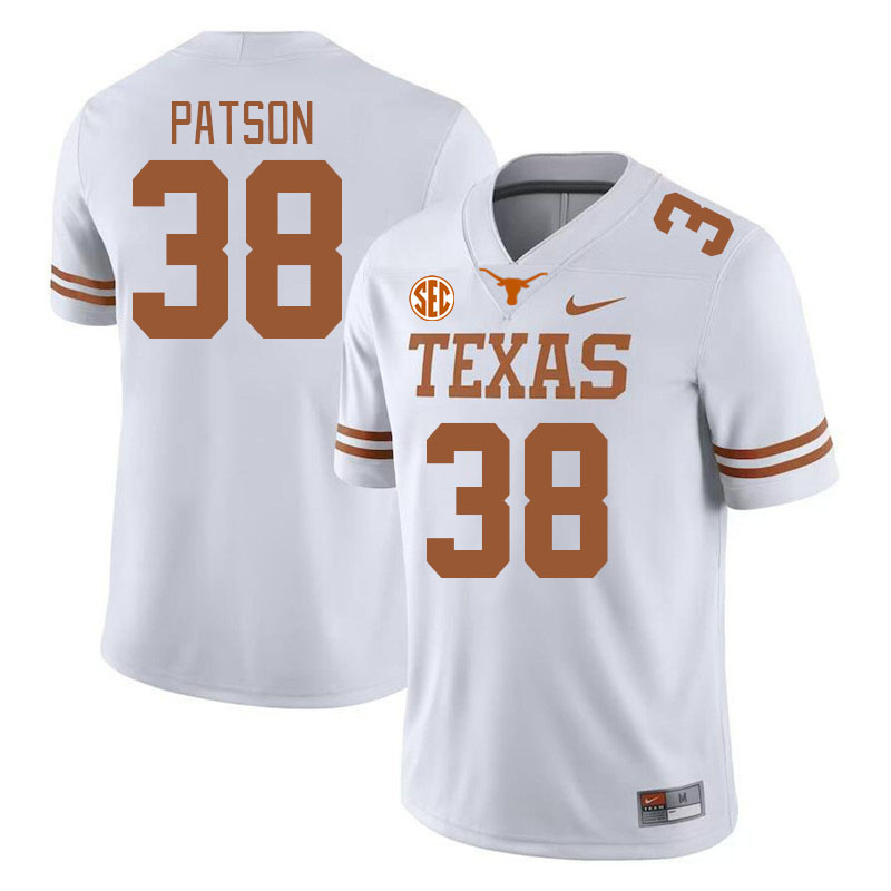 Texas Longhorns #38 Remy Patson SEC Conference College Football Jerseys Stitched Sale-White